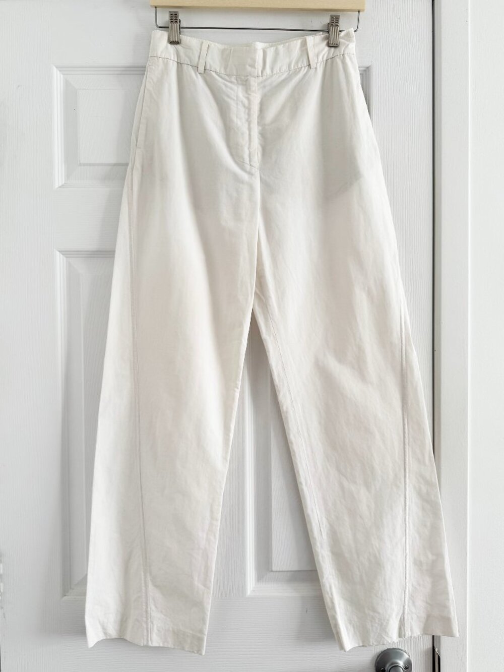 Acne "Haruna" White Cotton/Linen wide leg pants, size 34 (fits size 2)